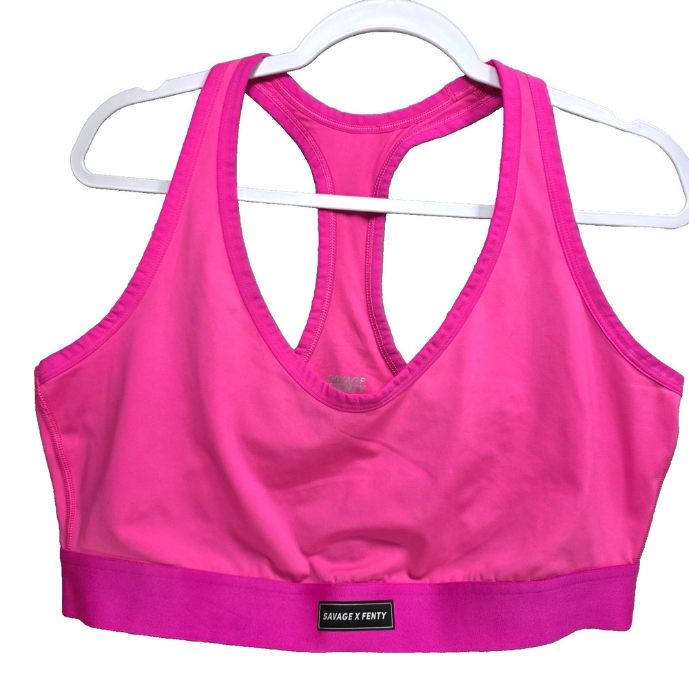 Savage X Fenty Lineup Low Impact Sports Bra Plus 3X Hot Pink Athletic Workout